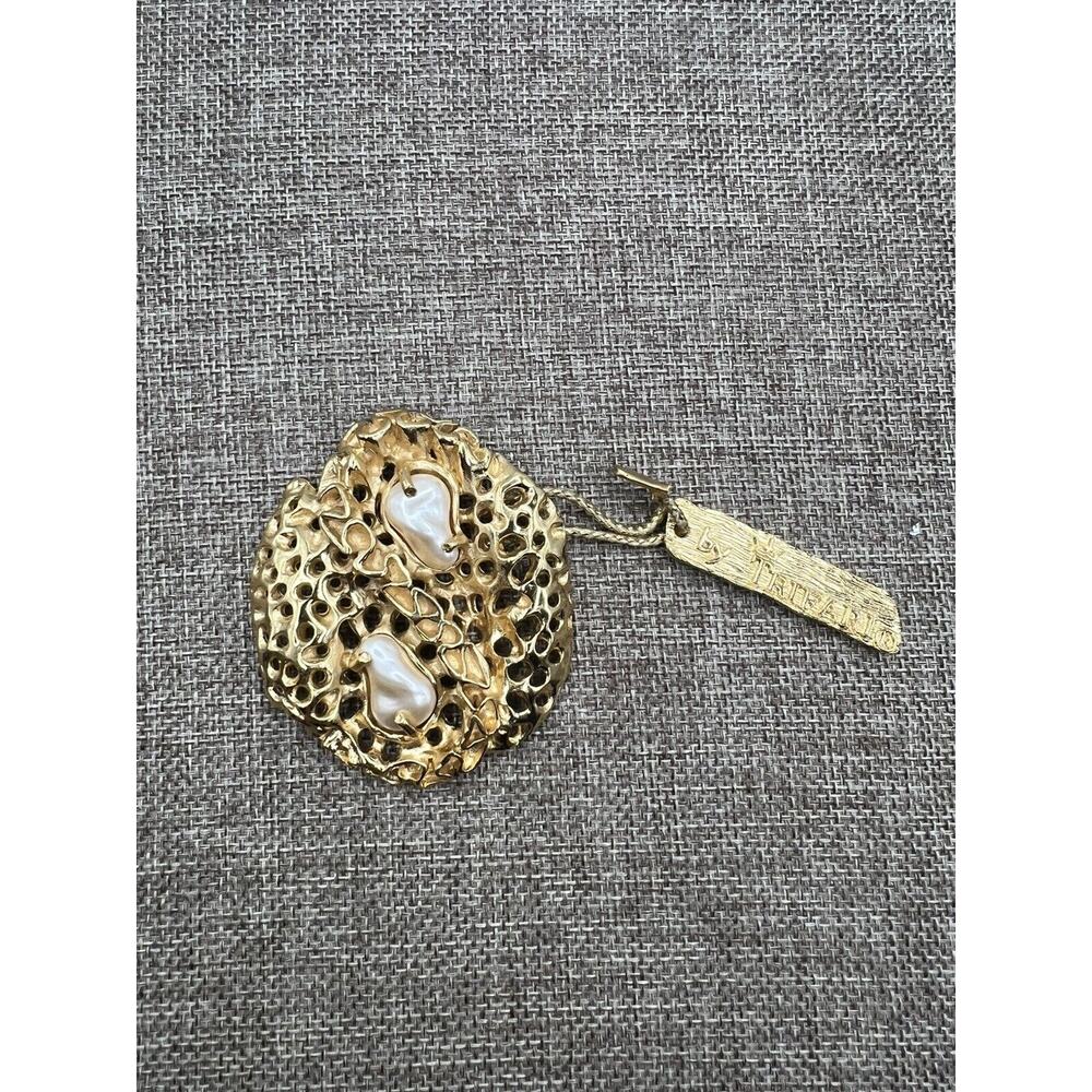 Vintage Trifari Series Jonathan Bailey Golden Pearl Nugget Sculpturesque & Tag